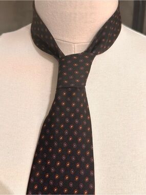 Classic Men's Silk Tie Vintage Brooks Brothers Makers Silk Brown Geometric